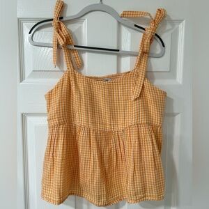 Old Navy Orange Gingham Blouse with Ties